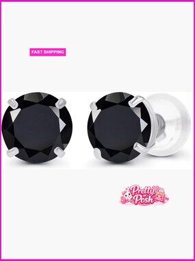925 Sterling Silver Gold Plated 6mm Onyx Stud Earrings